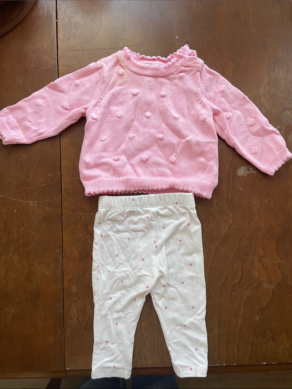 Cat & Jack Pink Knit Heart with matching pants